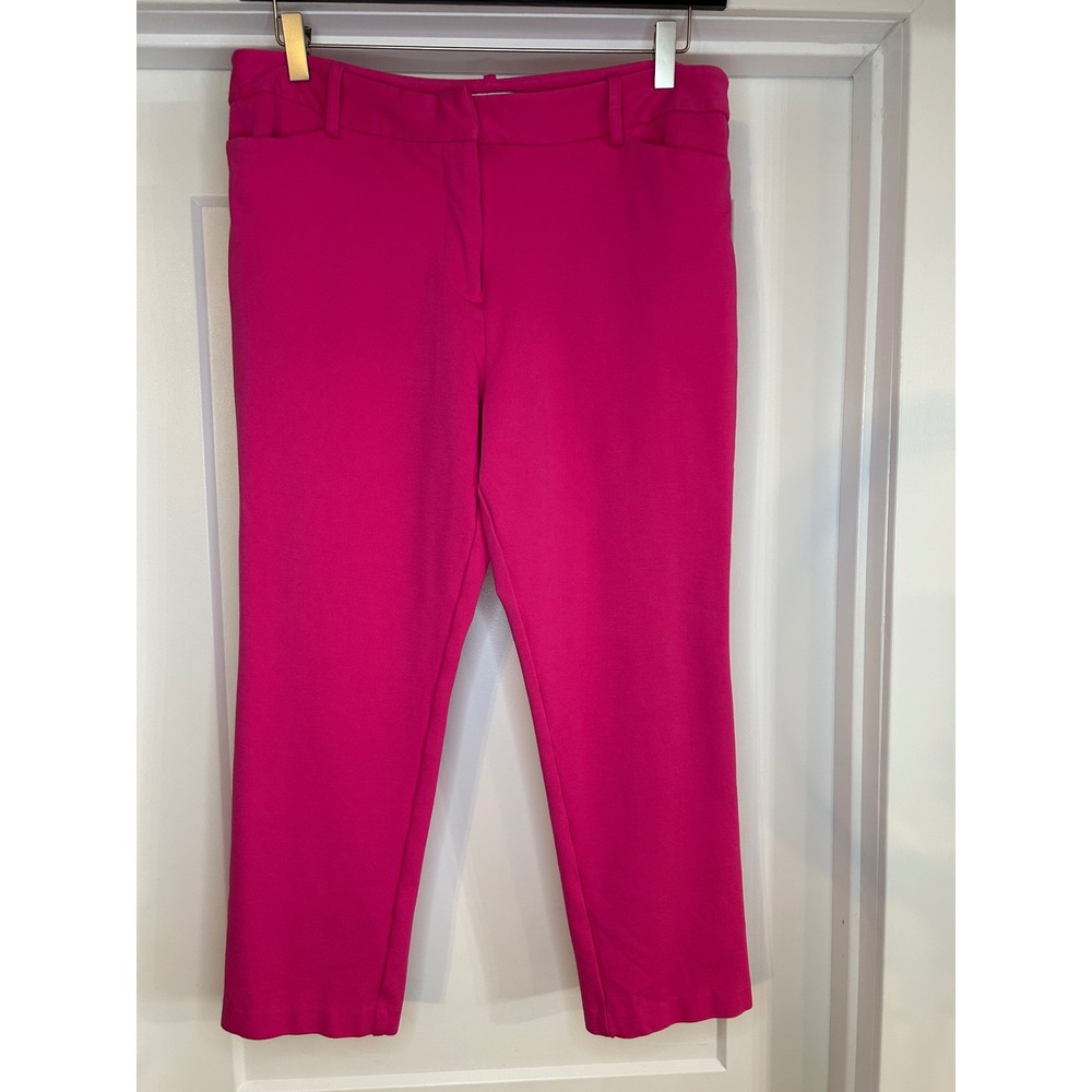 Liz‎ Claiborne Emma Hot Pink Ankle Pants Womens 12 Stretch Career Barbie Office